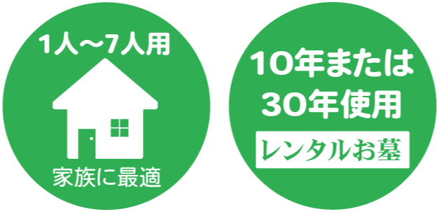 1〜7人用 家族に最適 10年または30年使用 レンタルお墓