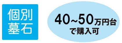 個別墓石　4０〜５０万円台で購入可